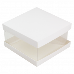 Коробка для торта прозрачная 220 x 220 x 120 мм, белая