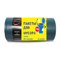 Мешок для мусора ПВД в рулоне 90 х 130 см 35 мк, 180 л, синий, 25 шт (1/9)